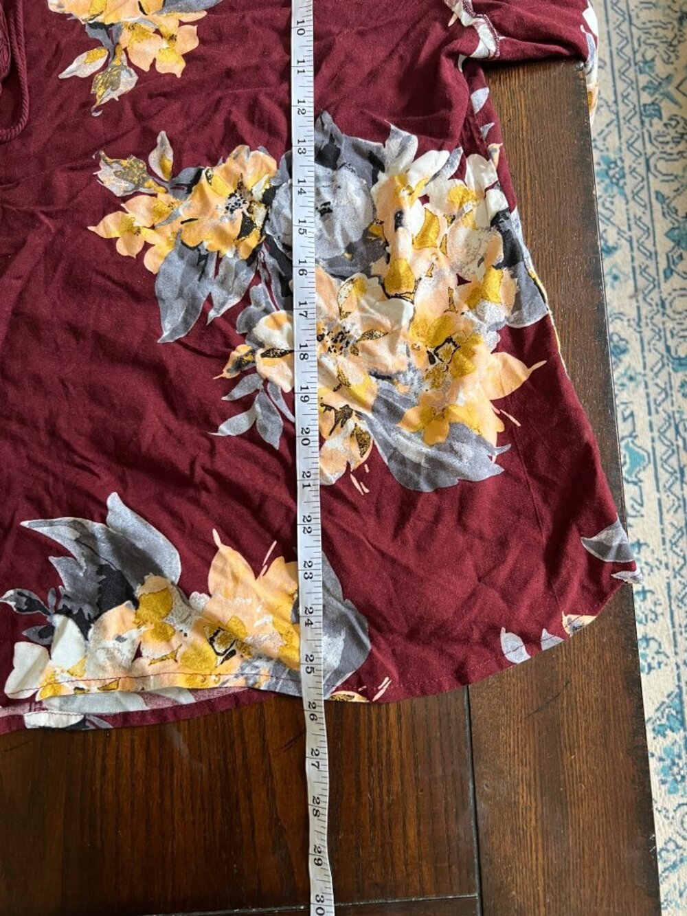 Unique Spectrum Floral Scoop Neck Wide Sleeve Blouse 2X Boho Shirt Flowy Keyhole - Picture 8 of 9